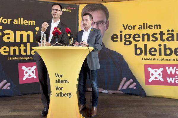 Der &Ouml;VP passierte im Wahlkampf ein Fr&uuml;hstart. Eigentlich war vereinbart, erst vier Wochen vor dem Urnengang mit dem Plakatieren zu beginnen. Die ersten Gro&szlig;fl&auml;chen mit Landeshauptmann Wallner waren aber bereits einen Tag davor zu bewundern.