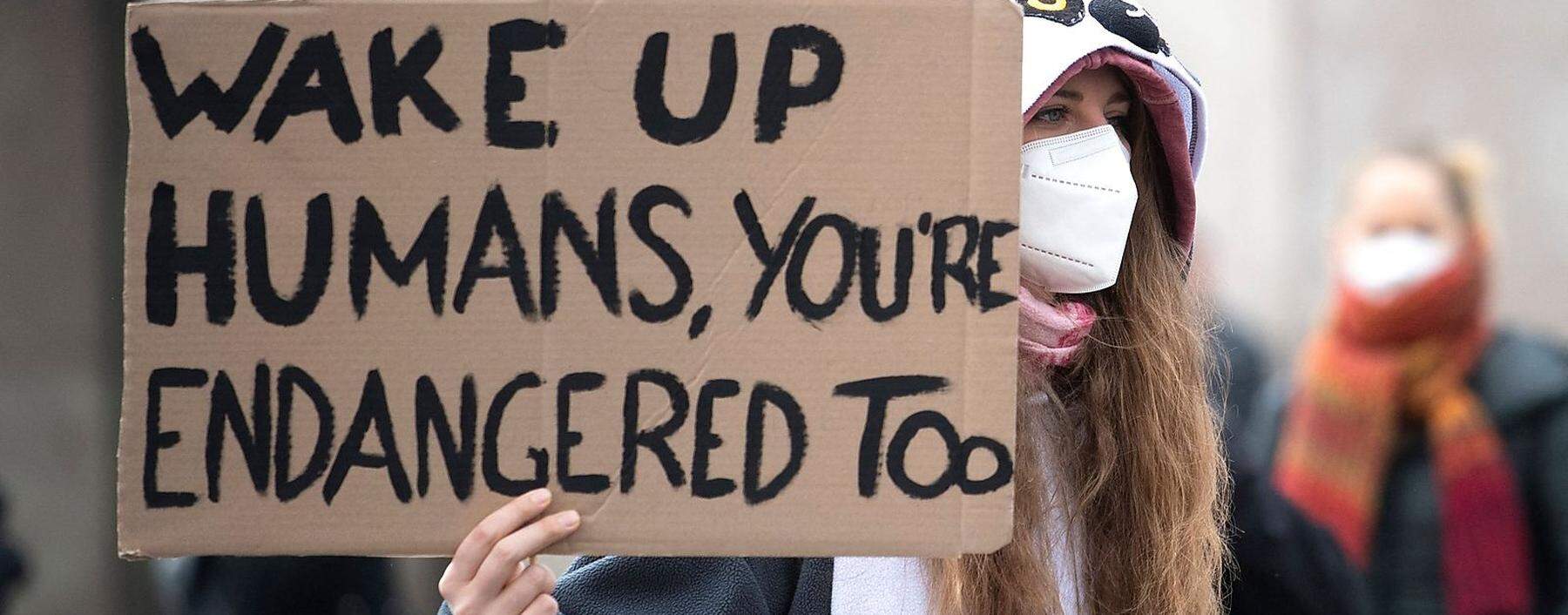 Menschen, ihr seid auch gefährdet: Teilnehmerin der Fridays-For-Future-Proteste in Wien.