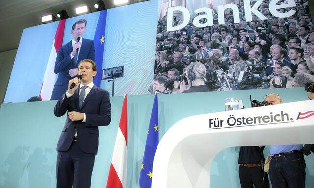 Sebastian Kurz bei der Wahlfeier der OeVP zu den gewonnenen Nationalratswahlen in Oesterreich im Kursalon am Stadtpark. Wi