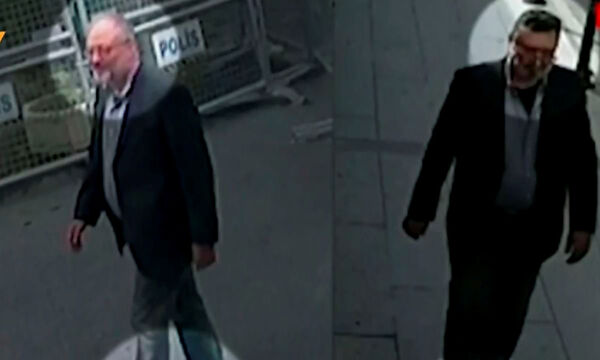 Links Jamal Khashoggi bei seiner Ankunft am Konsulat - rechts sein Double.