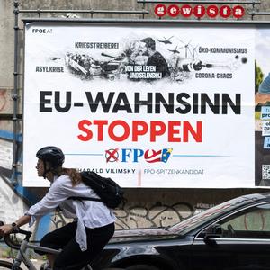 Das Plakat der FPÖ für die Wahl zum Europaparlament.