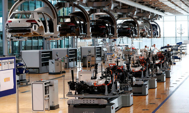 FILE PHOTO: VW e-Golf electric cars are assembled in Dresden