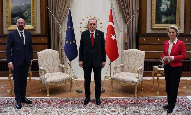 Turkish President Erdogan meets with European Council President Michel and European Commission President von der Leyen in Ankara