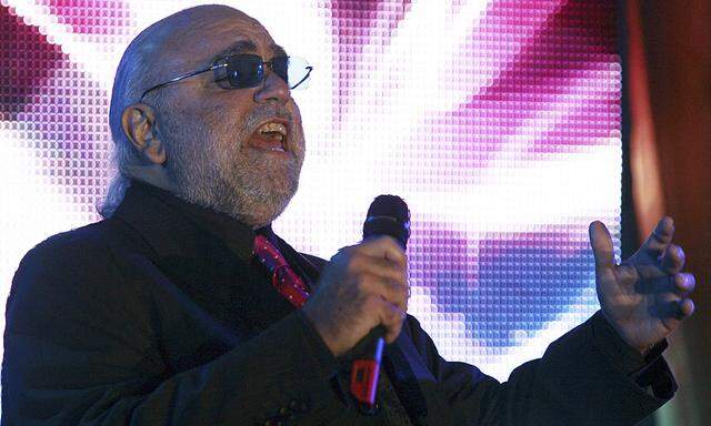 File photo of Greek singer Demis Roussos performing in Moscow