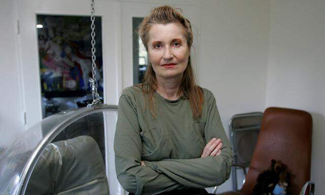 Austrian writer and Nobel Literature Laureate Jelinek poses in her house in Vienna