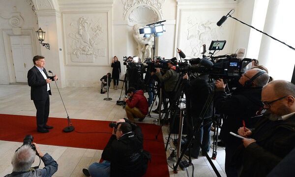 „Dann wäre ich durch die Hintertür rausgegangen“: Werner Kogler am Dienstag im Winterpalais in Wien