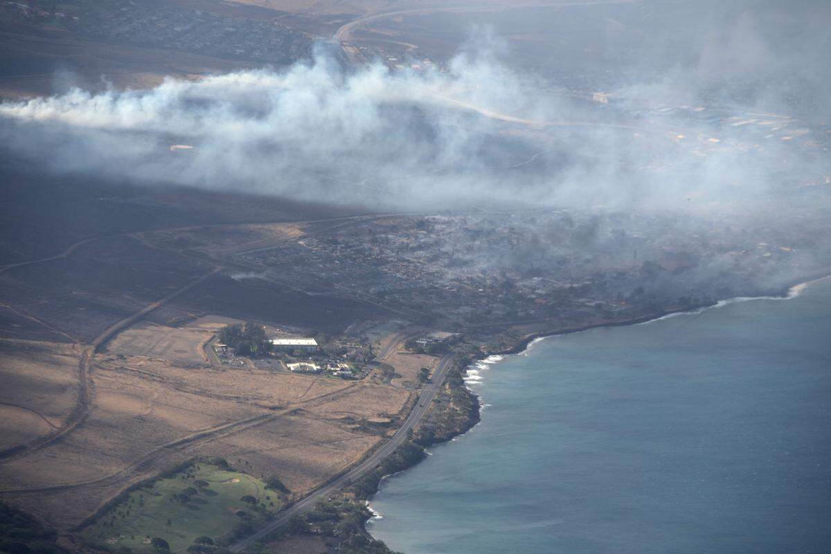 Eine Luftaufnahme aus der Region rund um Lahaina.