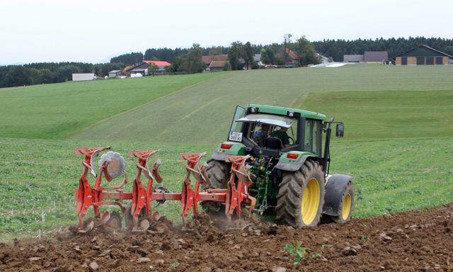 Farmer is ploughing a field