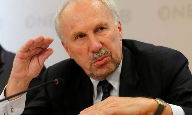 ECB Governing Council member Nowotny addresses a news conference in Vienna