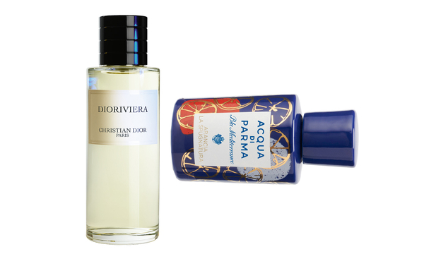 „Dioriviera“ aus der „Collection privée“ von Christian Dior (125 ml um 265 €). „Arancia La Spugnatura“ von Acqua di Parma Blu Mediterraneo (100 ml um 170 €).