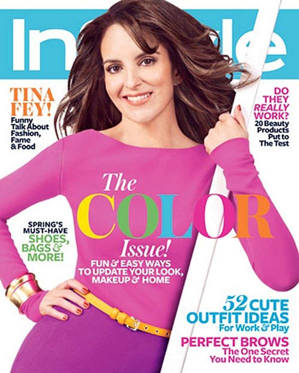 Mit entgleisenden Gesichtszügen präsentiert sich Comedian Tina Fey am Cover des Instyle-Magazins.