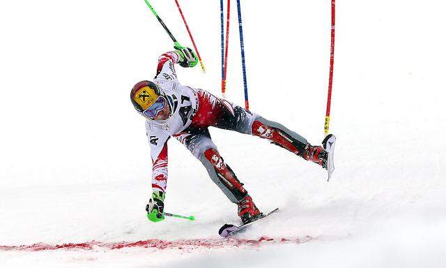 Marcel Hirscher im ersten Durchgang des Weltcup-Slaloms in Kitzbühel.