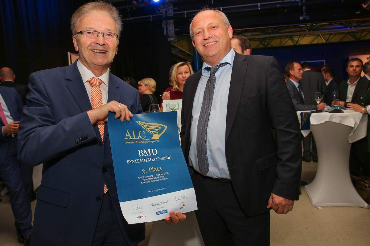 BMD-Geschäftsführer Manfred Wieser (li.) mit Systema-Chef Willibad Salomon.