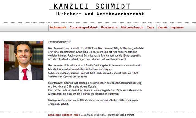 So schaut der Internetauftritt der ''Kanzlei Schmidt'' aus.