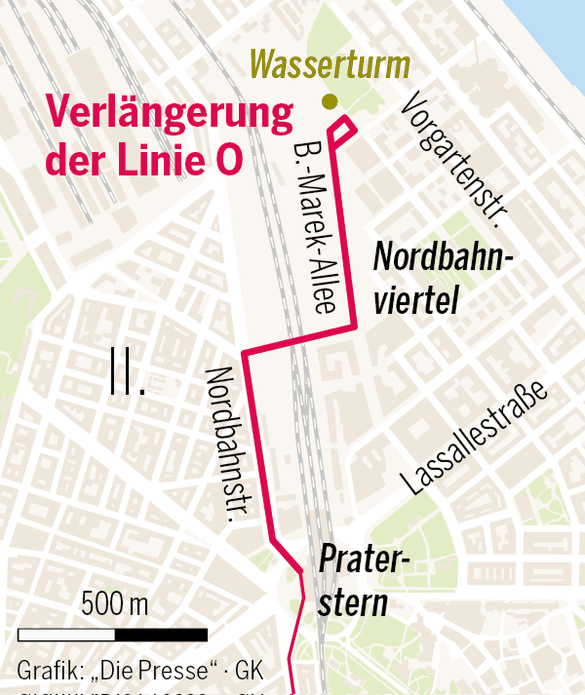 Linie O wird verlängert ins Nordbahnviertel
