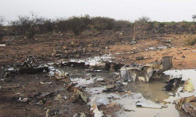 The crash site of Air Algerie flight AH5017 is seen near the northern Mali town of Gossi