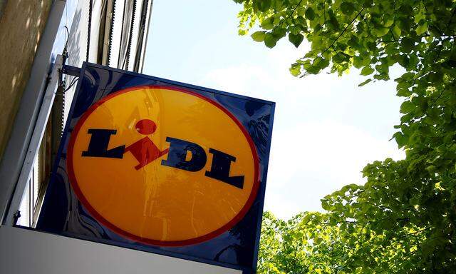 FILE PHOTO: A company logo is pictured outside a Lidl supermarket in Vienna