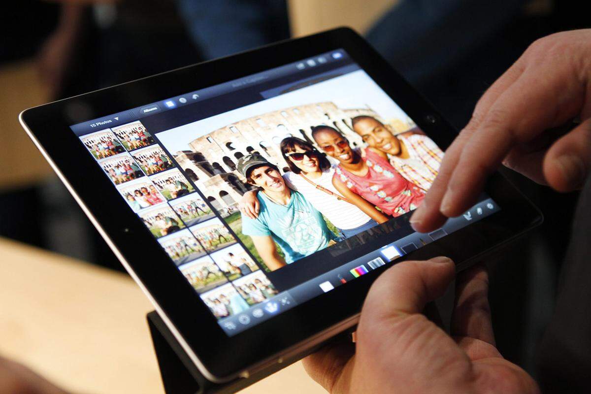 Apple will mit dem neuen iPad seinen Anspruch untermauern, dass Tablets auch für Kreative nutzbar sind. Dementsprechend wurden die Fotobearbeitung iPhoto und der Videoeditor iMovie neu überarbeitet.