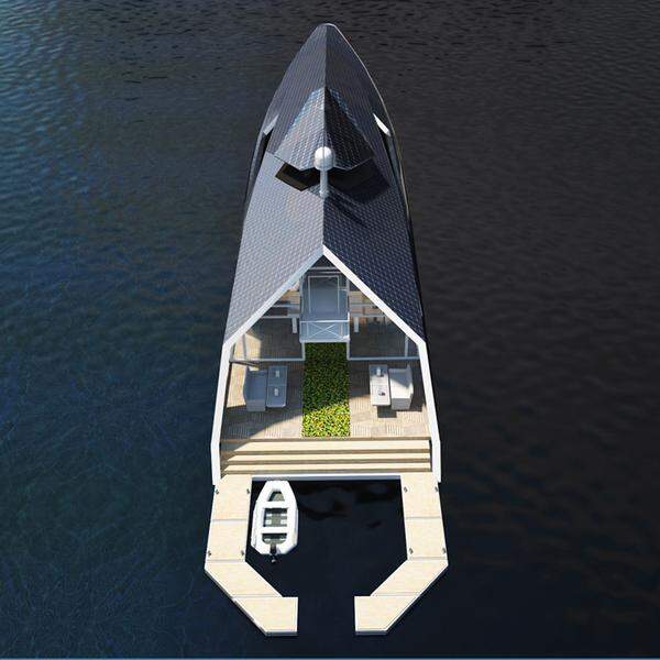 Unter dem Motto "Your Yacht, Your House" hat Maxim Zhivov eine Mischung aus Yacht und Hausboot entwickelt. Das Konzept soll den Komfort eines Hauses mit den luxuriösen Annehmlichkeiten einer Yacht verbinden.