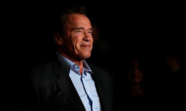 Actor Schwarzenegger poses at a premiere for ´The 15:17 to Paris´ in Burbank