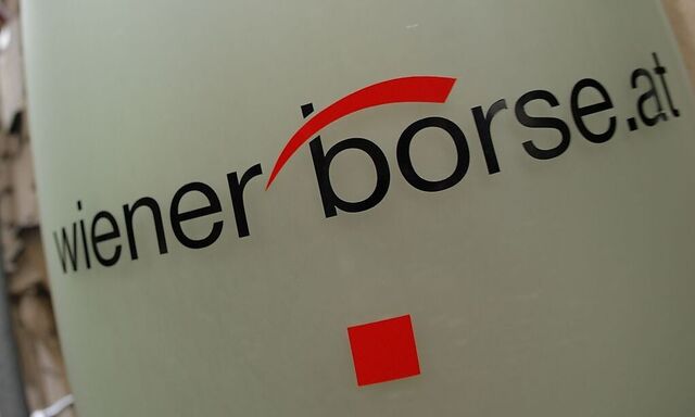The Vienna Stock Exchange (Wiener Boerse) logo is displayed next to the company's street entrance in Vienna