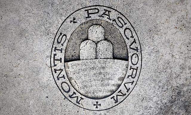 Das Logo der verschuldeten Bank Monte dei Paschi di Siena.