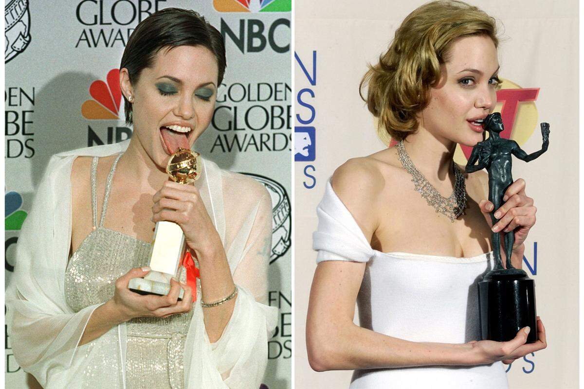 Vielleicht gelang ihr deshalb der Durchbruch mit den Rollen zweier psychisch labiler Frauen. In "Gia" spielte sie 1998 das heroinsüchtige Model Gia Carangi, das mit 26 an Aids starb. Ein Jahr später war sie die soziopathische Lisa in "Durchgeknallt" - und bekam einen Oscar. Fortan konnte sich Jolie die Rollen aussuchen.