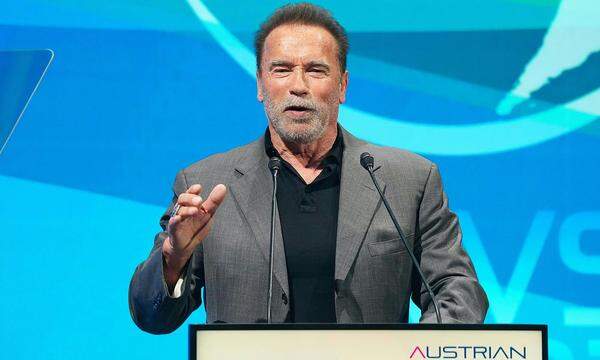 Arnold Schwarzenegger im Rahmen des Austrian World Summit 2023 in Wien. 