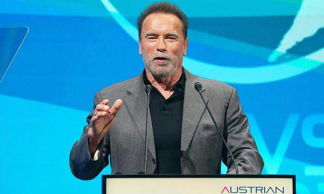 Arnold Schwarzenegger im Rahmen des Austrian World Summit 2023 in Wien. 