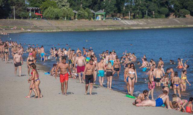 PXL_Popular beach Kopika People enjoy the sun at popular beach Kopika ,on the Drava river, in Osijek, croatia, on June