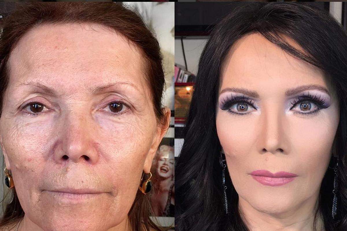 Der georgische Make-up-Artist Anar Agakishiev zieht auf seiner Instagram-Seite mit einer anderen Taktik viel Aufmerksamkeit auf sich. Auch er postet Vorher-Nachher-Vergleiche. 