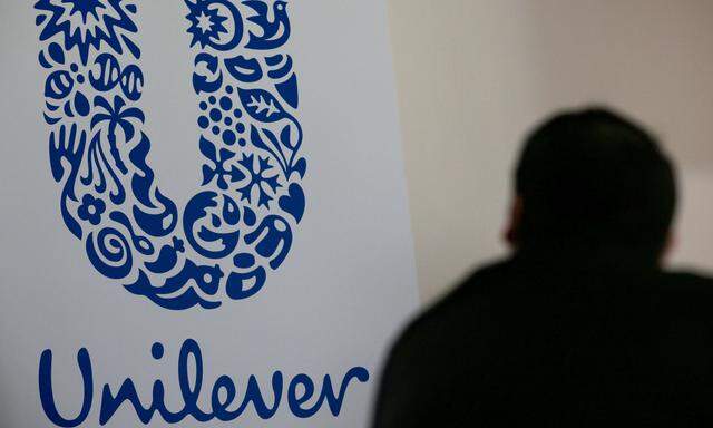 The logo of the Unilever group is seen at the Miko factory in Saint-Dizier, France