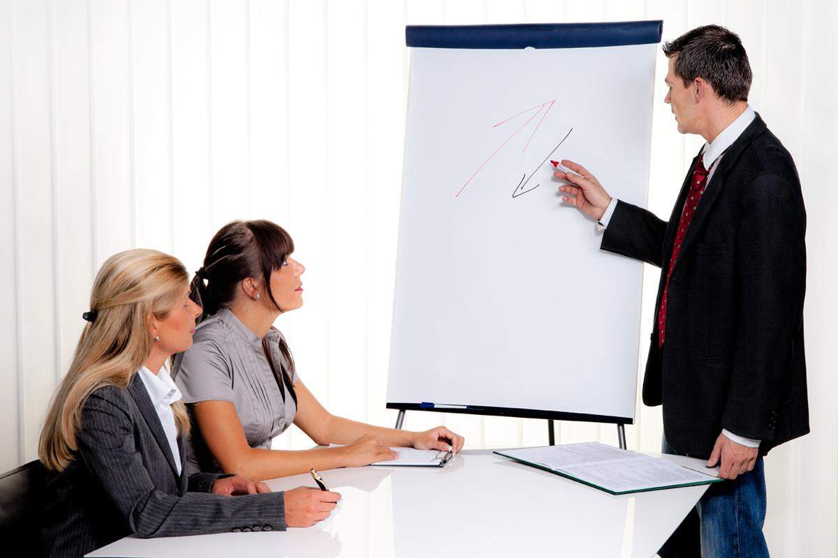Auch bei Meetings nehmen Frauen eher die passive Rolle der Zuhörerin ein.