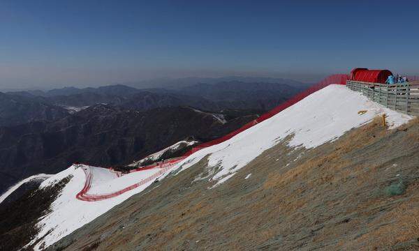A view of a starting area at Yanqing National Alpine Ski Centre ahead of the Beijing 2022 Winter Olympics in China