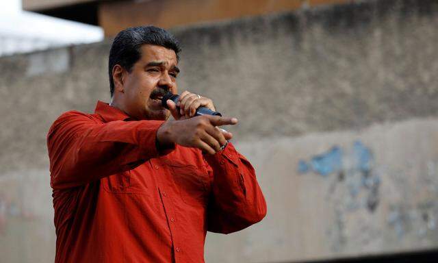 Venezuela's President Nicolas Maduro speaks during a campaign rally in Caracas