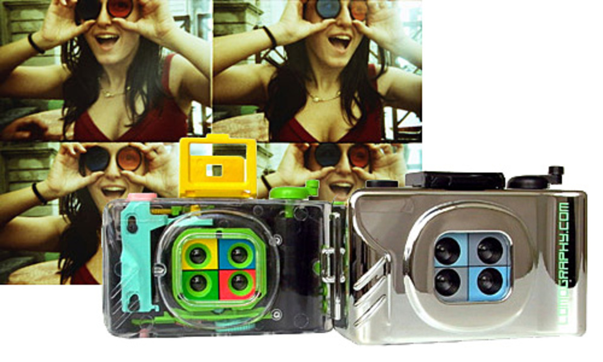 Der Actionsampler bannt vier in Serie aufgenommene Bilder auf einen Schnappschuß und zeichnet so Bewegungen auf. Ausgelöst wird lediglich ein Mal - danach macht jede der vier Linsen im Abstand von einer Sekunde eine Aufnahme. Zum Einsatz kommt ein normaler 35 Millimeter Film.