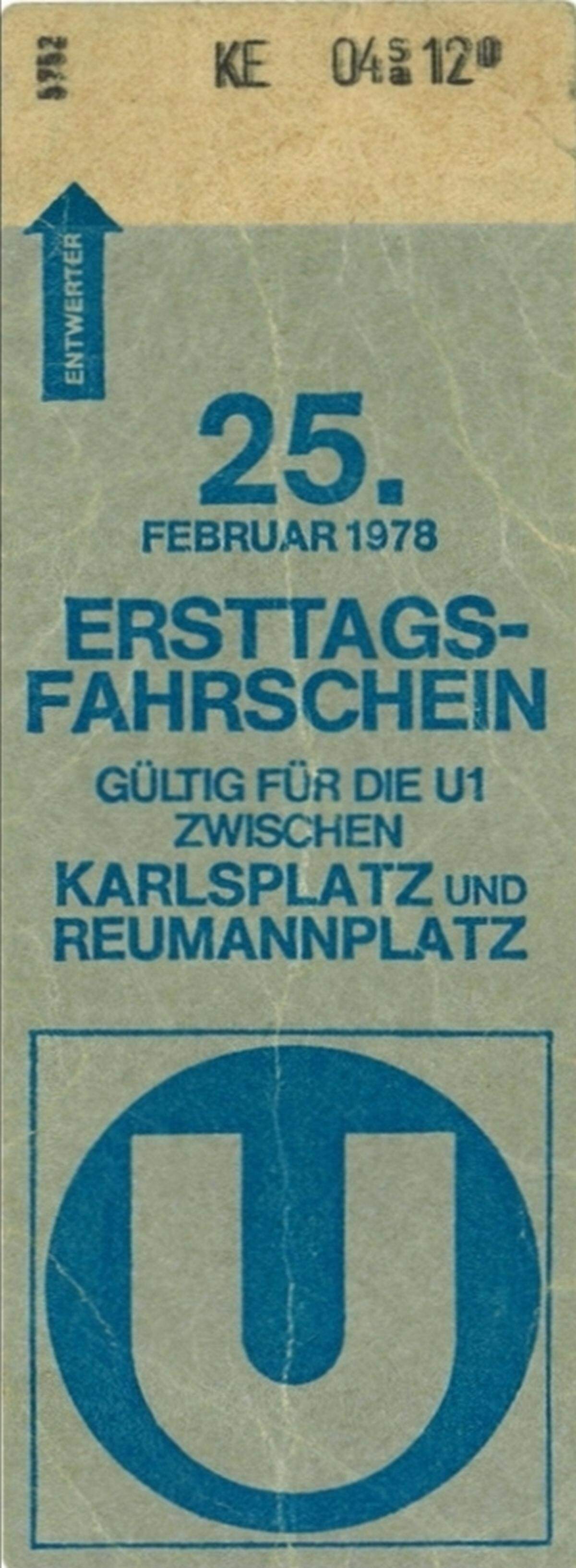 Zur Feier des Tages gaben die Wiener Stadtwerke für den 25. Februar 1978 eigene Ersttags-Fahrscheine heraus, mit denen die Bevölkerung kostenlos die U1 befahren konnte.