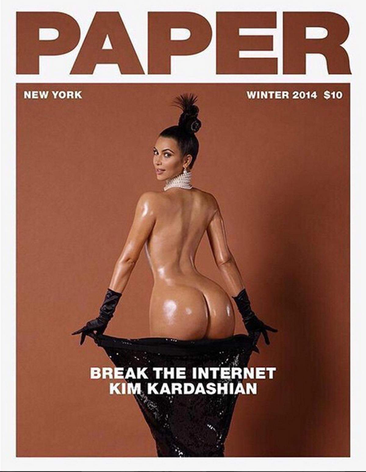 Unter dem Titel "Break the Internet Kim Kardashian" wurde das Cover des "Paper Magazine" am Mittwoch veröffentlicht. Kim Kardashian zeigt darin ihre berühmte Kehrseite und das Internet reagierte entsprechend der Coverzeile.