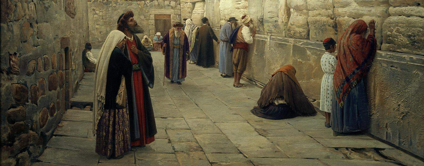 „Die Klagemauer“ (1904) des schwäbischen Orientmalers Gustav Bauernfeind, der nach Palästina übersiedelte.