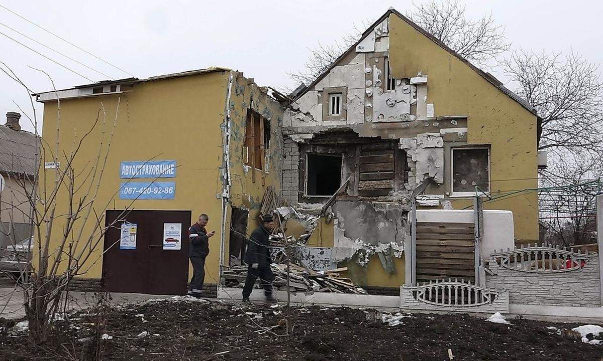 Zerstörtes Haus in Mariupol.