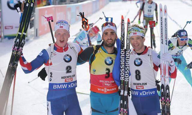 Hochfilzen Biathlon IBU Weltmeisterschaften Hochfilzen M�nner Verfolgung v l Johannes Thingnes B