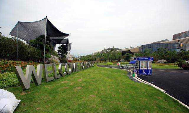 The entrance to a conference centre, where the G20 summit will be held, is pictured in Hangzhou, Zhejiang province