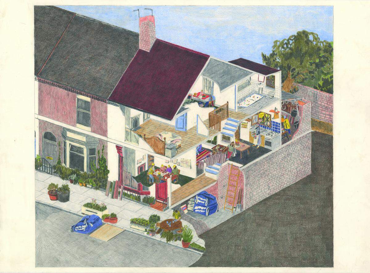 Marie Jacotey, Granby N48, (Zeichnung des Wohnbauprojekts Granby Four Streets von Assemble, Liverpool, Großbritannien 2013-heute), 2016. 