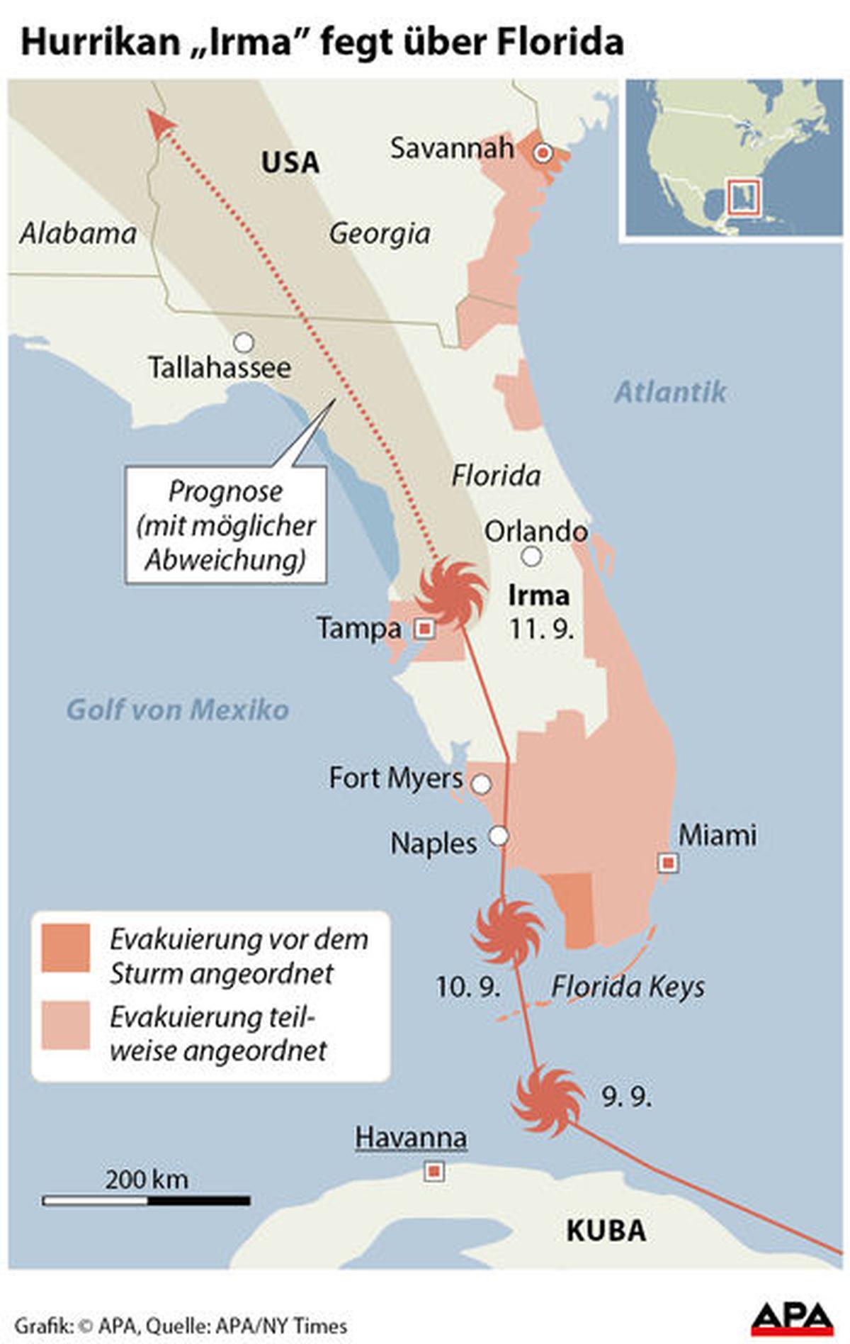 Der Weg von Hurrikan "Irma"
