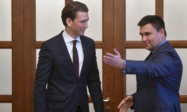 Treffen in Kiew. Sebastian Kurz in Kiew mit seinem ukrainischen Amtskollegen, Pawlo Klimkin.