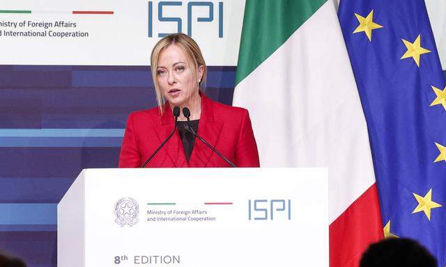 Italiens Premierministerin Giorgia Meloni beim Gipfeltreffen „Med Dialogues“ in Rom.