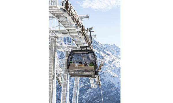 Eine kuppelbare Gondelbahn D-Line, Type 10-MGD, ist die Giggijochbahn in Sölden. Sie transportiert 4500 Personen pro Stunde und Richtung.