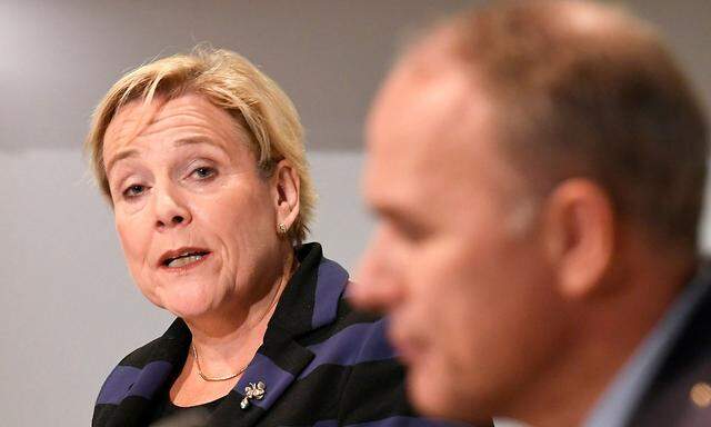 Dutch Minister of Defence Ank Bijleveld speaks during a news conference in The Hague