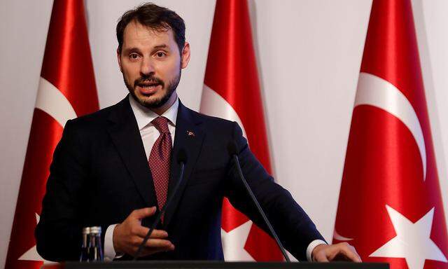 FILE PHOTO: Turkish Treasury and Finance Minister Albayrak speaks during a presentation to announce his economic policy in Istanbul