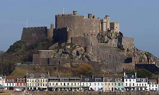 Mont Orgueil Castle, a popular tourist spot is seen in Jersey, one of the British Channel Islands, We